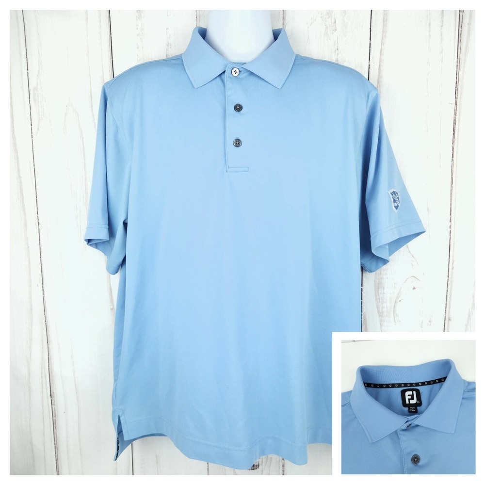 Footjoy Golf Mens Polo Shirt Size Large Short Sleeve Blue Regular Fit PVGC 1924